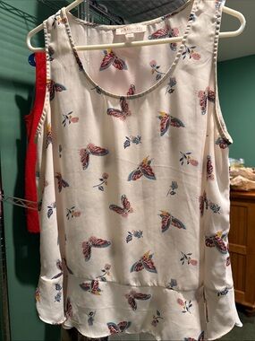 Philosophy Cream Butterfly-Print Sleeveless Camisole